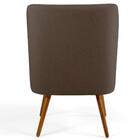 Kit 2 Poltronas Pés Palito Madeira Suede Marrom Claro