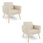 Kit 2 Poltronas Pés Palito Natural Marisa Corino Bege