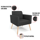 Kit 2 Poltronas Pés Palito Natural Marisa Corino Preto