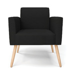 Kit 2 Poltronas Pés Palito Natural Marisa Linho - A79 Preto