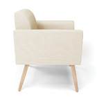 Kit 2 Poltronas Pés Palito Natural Marisa Linho Bege A19 D03