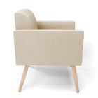 Kit 2 Poltronas Pés Palito Natural Marisa Suede Bege