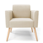 Kit 2 Poltronas Pés Palito Natural Marisa Suede - Bege