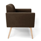 Kit 2 Poltronas Pés Palito Natural Marisa Suede - Marrom