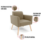 Kit 2 Poltronas Pés Palito Natural Marisa Suede - Marrom Rato