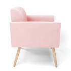 Kit 2 Poltronas Pés Palito Natural Marisa Suede Rosa Bebê