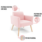 Kit 2 Poltronas Pés Palito Natural Marisa Suede - Rosa Bebê
