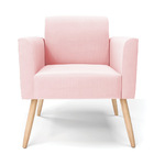 Kit 2 Poltronas Pés Palito Natural Marisa Suede - Rosa Bebê