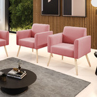 Kit 2 Poltronas Pés Palito Natural Marisa Suede - Rose