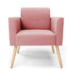 Kit 2 Poltronas Pés Palito Natural Marisa Suede Rosê D03 - D'