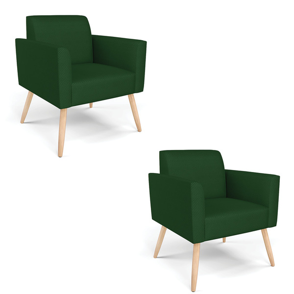 Kit 2 Poltronas Pés Palito Natural Marisa Veludo Luxo D03 - D