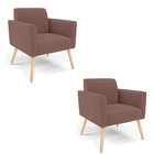 Kit 2 Poltronas Pés Palito Natural Marisa Veludo - Rose