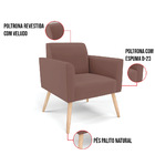 Kit 2 Poltronas Pés Palito Natural Marisa Veludo - Rose
