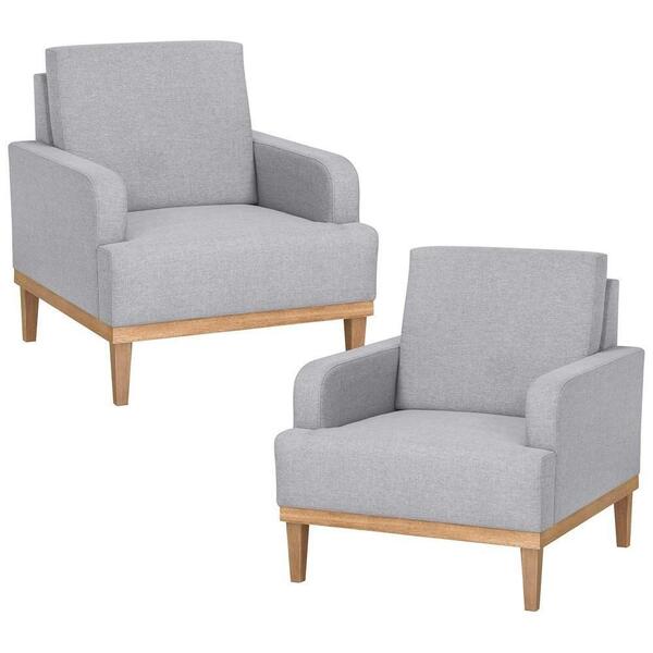 Kit 2 Poltronas Pés Retrô Lady Linho D05 Cinza