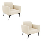 Kit 2 Poltronas Pés Villach Marisa Linho - A19 Bege