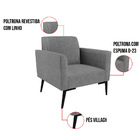 Kit 2 Poltronas Pés Villach Marisa Linho - A26 Grafite