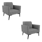 Kit 2 Poltronas Pés Villach Marisa Linho - A26 Grafite