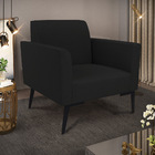 Kit 2 Poltronas Pés Villach Marisa Linho - A79 Preto