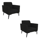 Kit 2 Poltronas Pés Villach Marisa Linho - A79 Preto