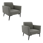 Kit 2 Poltronas Pés Villach Marisa Suede - Grafite