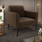 Kit 2 Poltronas Pés Villach Marisa Suede - Marrom