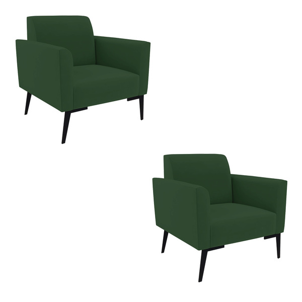 Kit 2 Poltronas Pés Villach Marisa Veludo - Verde