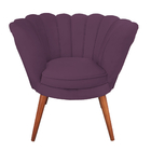 Kit 2 Poltronas Pétala Flor Veludo Roxo Em Pés Palito Madeira