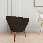 Kit 2 Poltronas Pétala Veludo Marrom Com Pés Palito Em Madeira