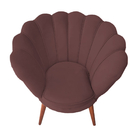 Kit 2 Poltronas Pétala Veludo Vinho Com Pés Palito Em Madeira