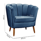 Kit 2 Poltronas Pétalas Pés De Madeira Decorativa Ariel Azul