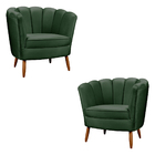 Kit 2 Poltronas Pétalas Pés De Madeira Decorativa Ariel - Sho