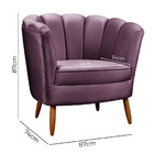 Kit 2 Poltronas Pétalas Pés De Madeira Decorativa Ariel - Sho