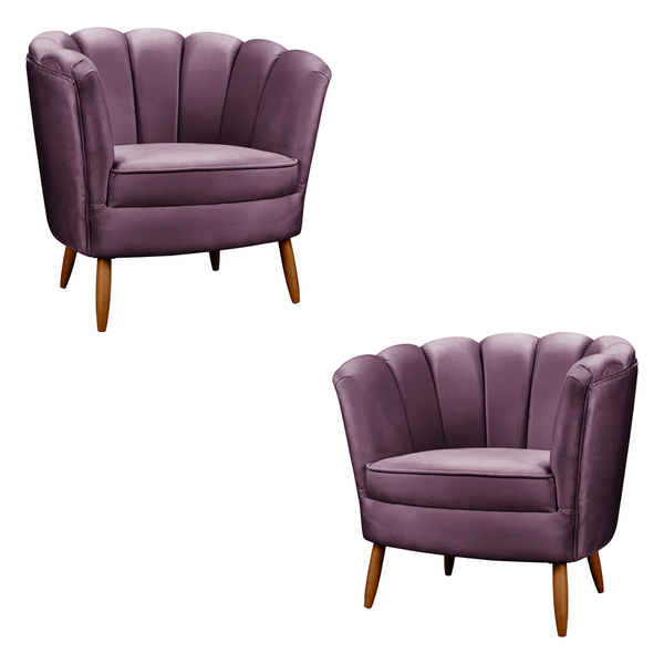 Kit 2 Poltronas Pétalas Pés De Madeira Decorativa Ariel - Sho