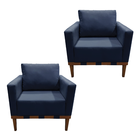 Kit 2 Poltronas Quebec Base Madeira Maciça Suede Bege Zahav A