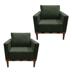 Kit 2 Poltronas Quebec Base Madeira Maciça Suede Bege Zahav V