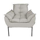 Kit 2 Poltronas Sala Base Preta Suede Bege - Vallisa Decor