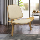 Kit 2 Poltronas Shell Corino Texturado Bege Base De Madeira C