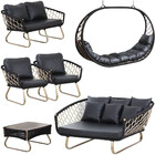 Kit 2 Poltronas Sofá E Mesa, Balanço Suspenso Tailândia E Cha