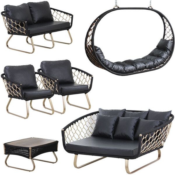 Kit 2 Poltronas Sofá E Mesa, Balanço Suspenso Tailândia E Cha