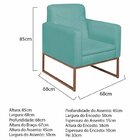 Kit 2 Poltronas Suede Base De Ferro Bali Azul Turquesa/bronze