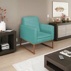 Kit 2 Poltronas Suede Base De Ferro Bali Azul Turquesa/bronze