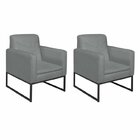 Kit 2 Poltronas Suede Base De Ferro Bali Cinza/preto