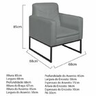 Kit 2 Poltronas Suede Base De Ferro Bali Cinza/preto