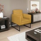 Kit 2 Poltronas Suede Base De Ferro Bali Mostarda/preto