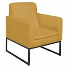 Kit 2 Poltronas Suede Base De Ferro Bali Mostarda/preto