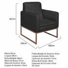 Kit 2 Poltronas Suede Base De Ferro Bali Preto/bronze