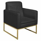 Kit 2 Poltronas Suede Base De Ferro Bali Preto/dourado