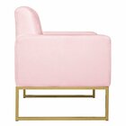 Kit 2 Poltronas Suede Base De Ferro Bali Rosa Bebê/dourado