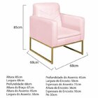 Kit 2 Poltronas Suede Base De Ferro Bali Rosa Bebê/dourado
