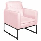 Kit 2 Poltronas Suede Base De Ferro Bali Rosa Bebê/preto